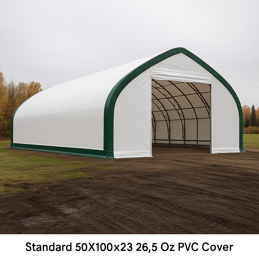 50′ Wide Double Truss Storage Buildings – Heavy - Duty PVC Shelter - Portable Industrial Storage Building with Standard 50X120X23 26.5 Oz PVC Cover | Sold by Uncle Wiener's Wholesale