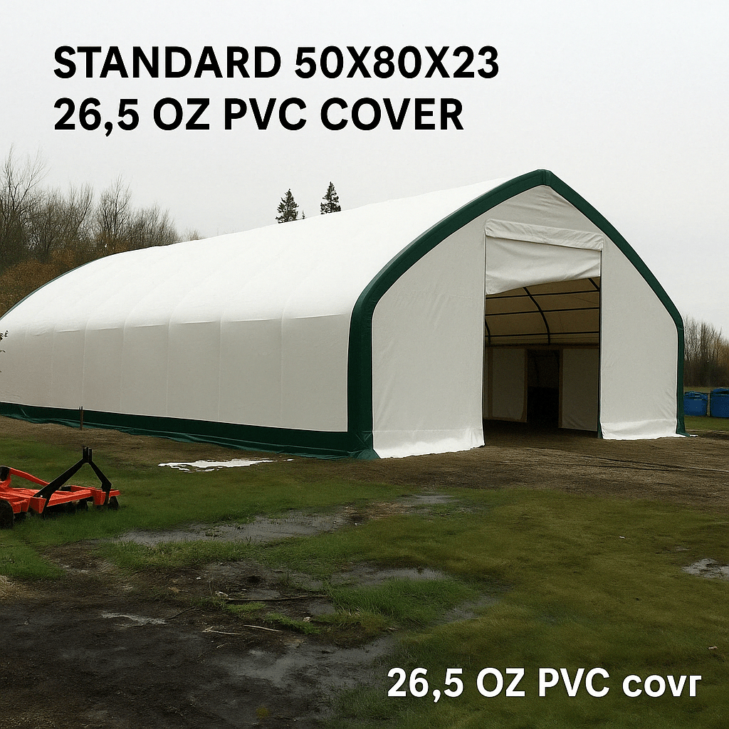 50′ Wide Double Truss Storage Buildings – Heavy - Duty PVC Shelter - Portable Industrial Storage Building with Standard 50X80X23 26.5 Oz PVC Cover | Sold by Uncle Wiener's Wholesale