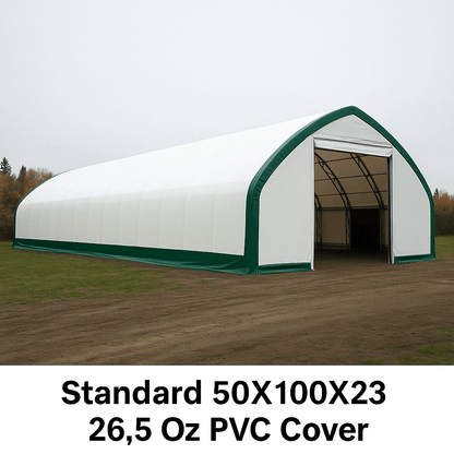50′ Wide Double Truss Storage Buildings – Heavy - Duty PVC Shelter - Portable Industrial Storage Building with Standard 50X100X23 26.5 Oz PVC Cover | Sold by Uncle Wiener's Wholesale