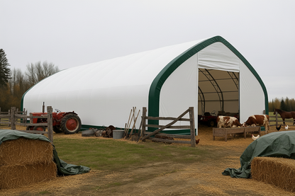 50′ Wide Double Truss Storage Buildings – Heavy - Duty PVC Shelter - Portable Industrial Storage Building with 8FT Truss spacing Upgrade 50X100X23 | Sold by Uncle Wiener's Wholesale