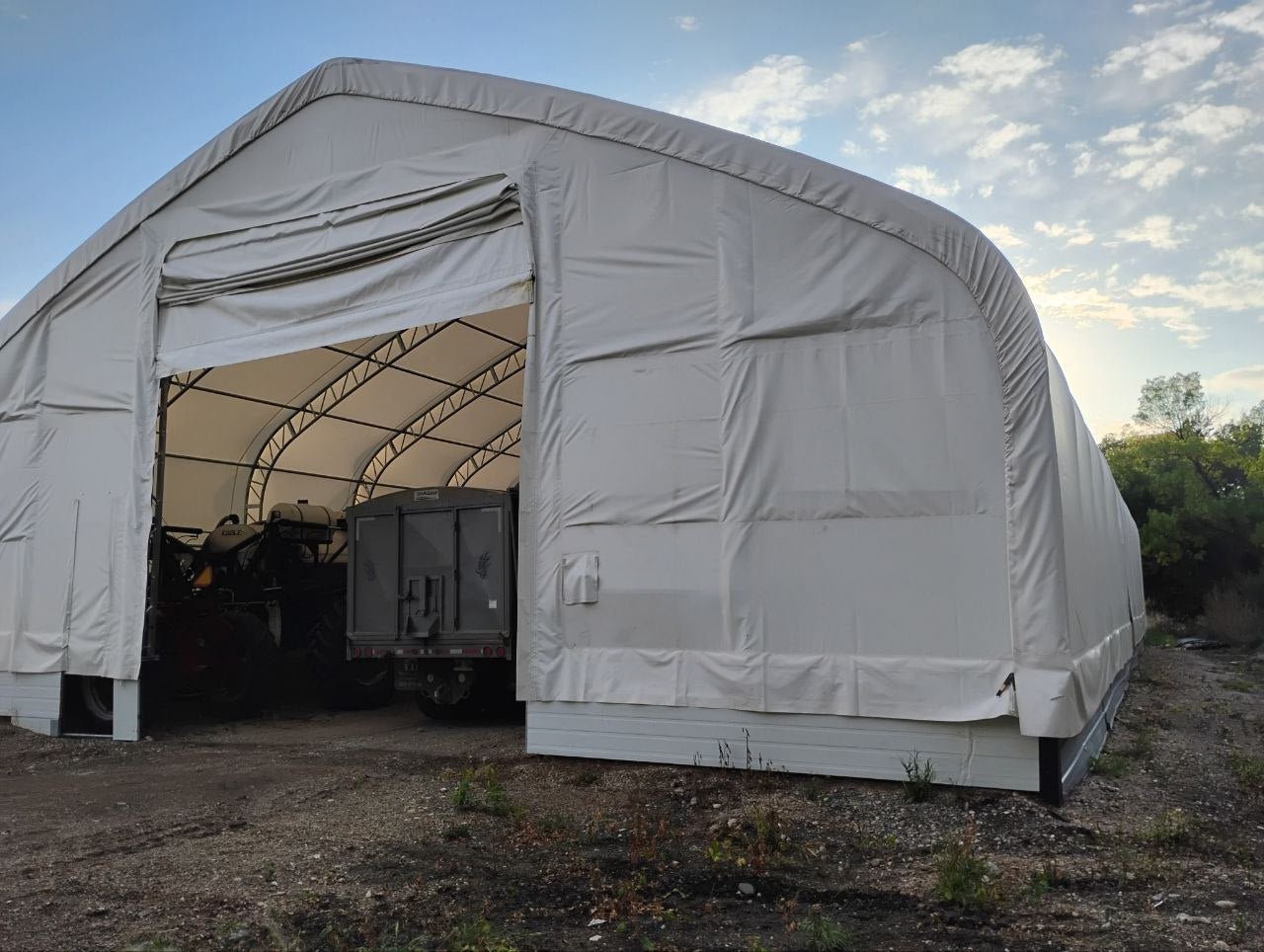 50′ Wide Double Truss Storage Buildings – Heavy - Duty PVC Shelter - Portable Industrial Storage Building with 8FT Truss spacing Upgrade & 26.5 Oz Fabric 50X150X23 | Sold by Uncle Wiener's Wholesale
