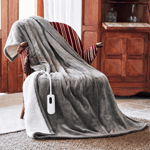 50" x 60" Electric Heated Throw Blanket Flannel Fleece &amp; Sherpa Overblanket with 4 Heat Settings, Auto Shut-Off &amp; Overheat Protection T355060