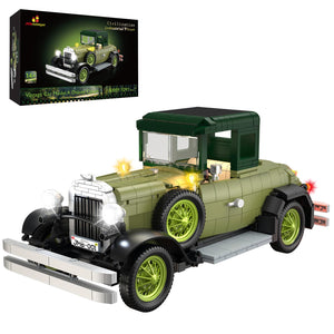 Vintage Model A Deluxe Coupe Building Block Car 1297 PCS Classic Car Display Kit with Lights 50001