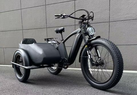 500W Jet Black Electric Sidecar Bike with Aluminum‑Alloy Frame 039912 - with | Sold by Uncle Wiener's Wholesale