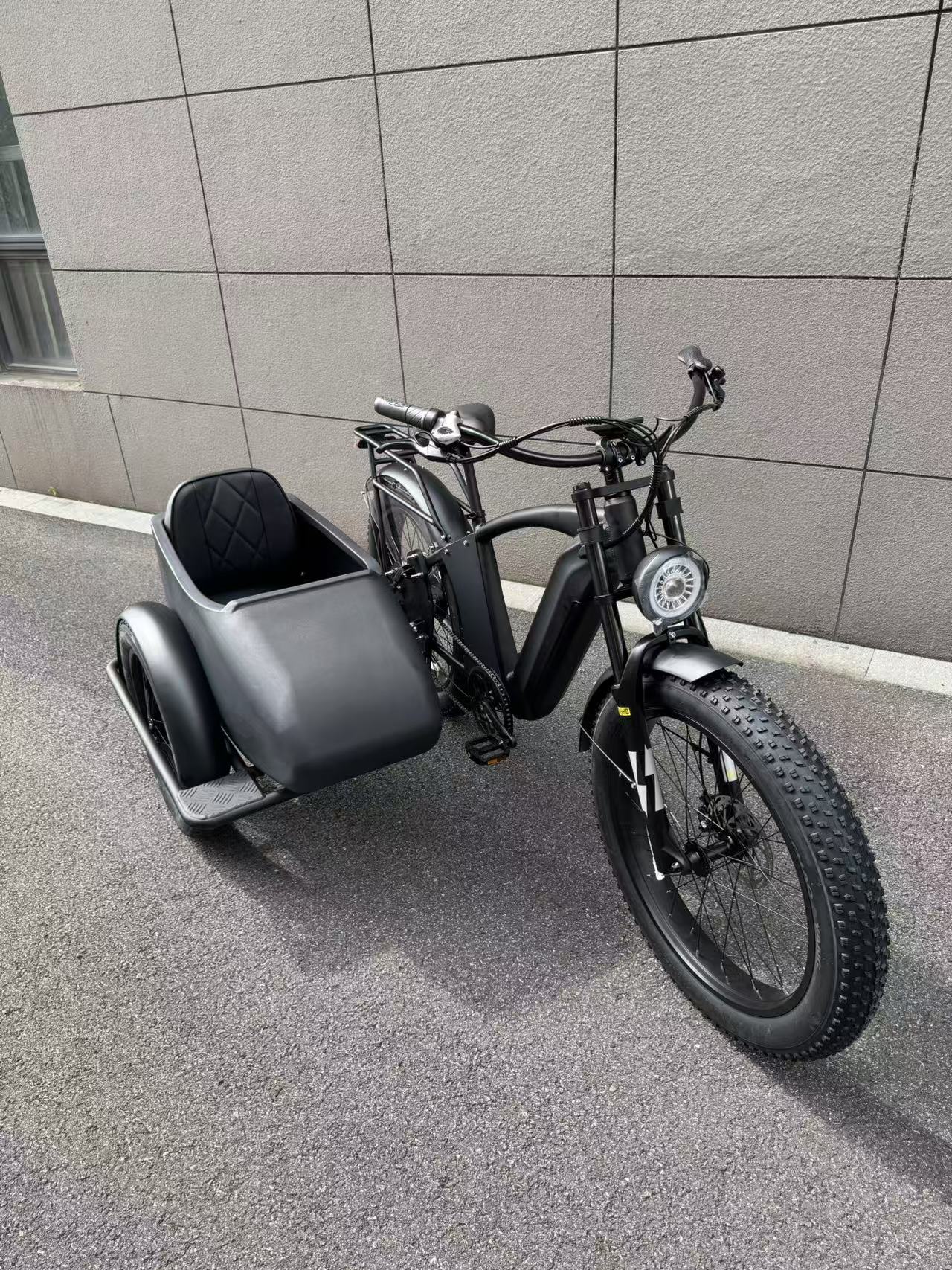 500W Jet Black Electric Sidecar Bike with Aluminum‑Alloy Frame 039912 - with | Sold by Uncle Wiener's Wholesale