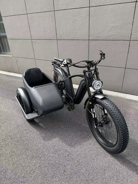 500W Jet Black Electric Sidecar Bike with Aluminum‑Alloy Frame 039912 - with | Sold by Uncle Wiener's Wholesale
