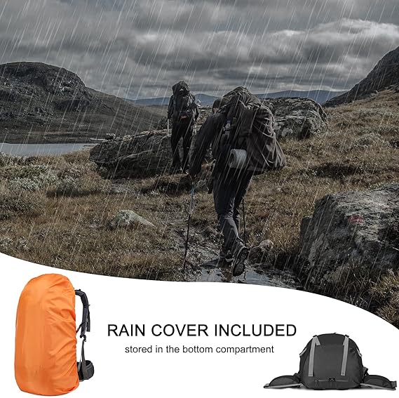 50L Hiking Backpack with Rain Cover Waterproof Camping Backpacking Pack 45+5L AZ004 - with | Sold by Uncle Wiener's Wholesale