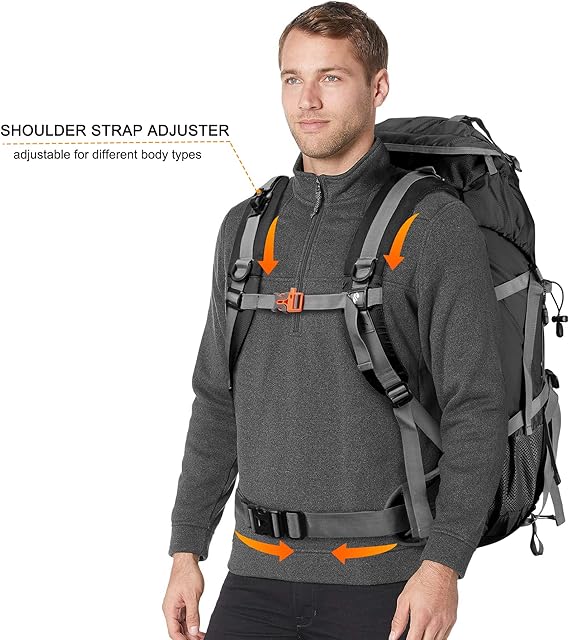 50L Hiking Backpack with Rain Cover Waterproof Camping Backpacking Pack 45+5L AZ004 - with | Sold by Uncle Wiener's Wholesale