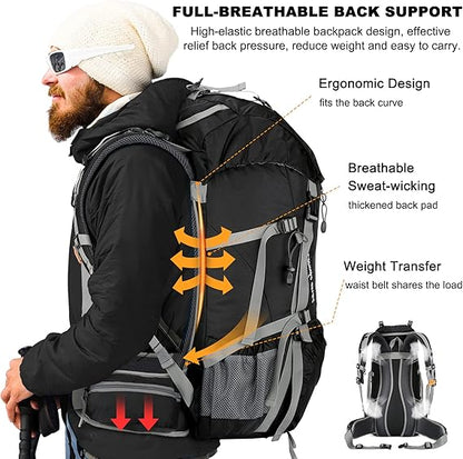 50L Hiking Backpack with Rain Cover Waterproof Camping Backpacking Pack 45+5L AZ004 - with | Sold by Uncle Wiener's Wholesale