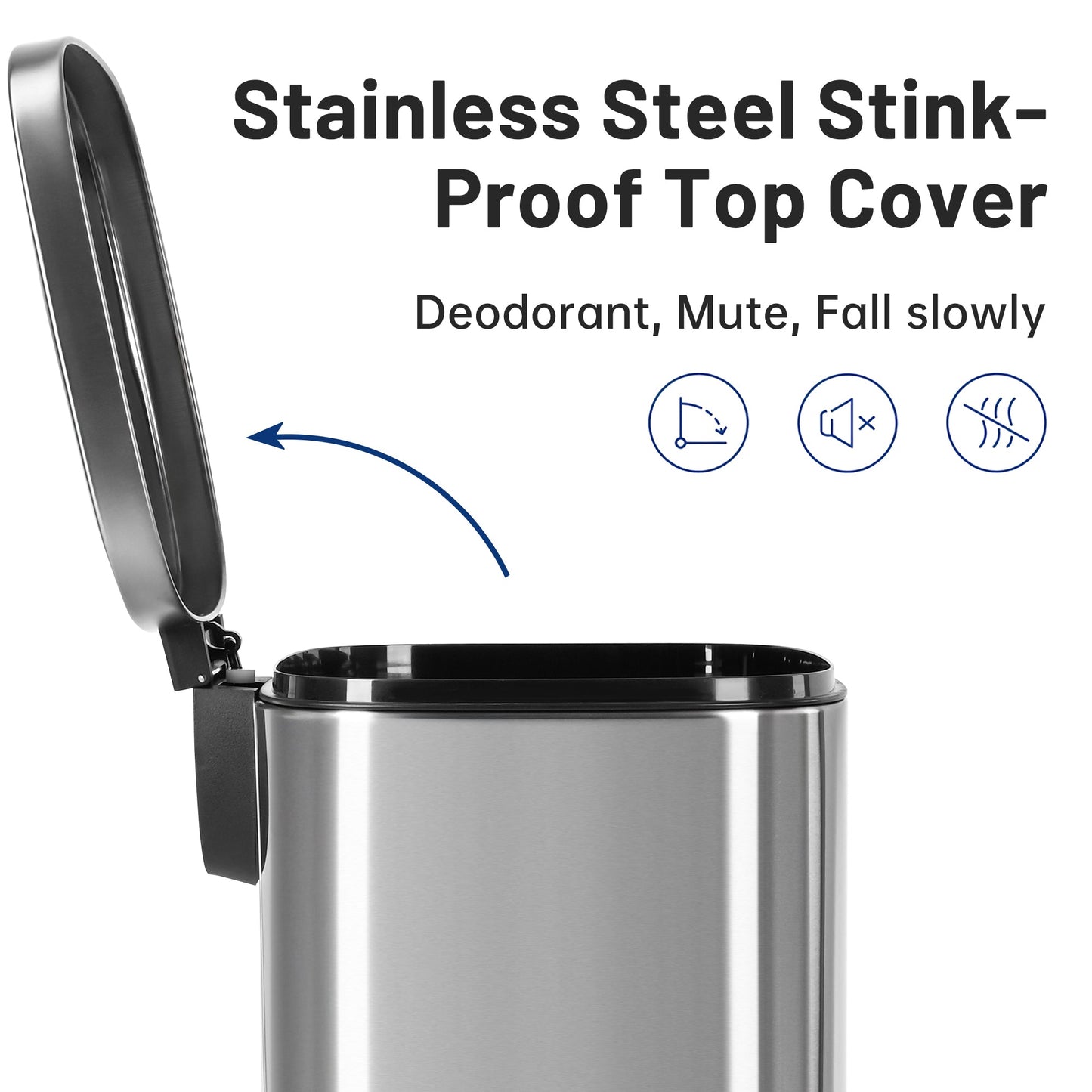 50L Stainless Steel Step Trash Can with Inner Bucket – Soft - Close, Fingerprint - Resistant Kitchen Bin AMTC550B - with | Sold by Uncle Wiener's Wholesale