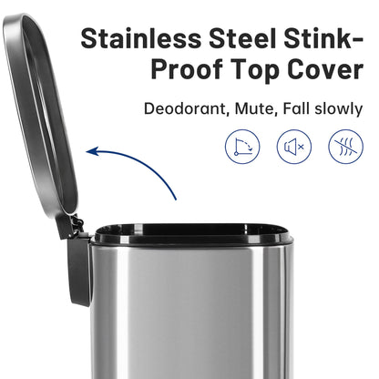 50L Stainless Steel Step Trash Can with Inner Bucket – Soft - Close, Fingerprint - Resistant Kitchen Bin AMTC550B - with | Sold by Uncle Wiener's Wholesale