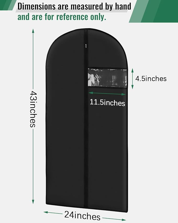 WeLiu 43-Inch PEVA Garment Bags 8-Pack – Reusable Suit & Clothing Storage Bags with Clear Window