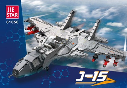 Military Fighter Jet Building Block Set 1365–1386 PCS Large 51.8cm J15 J20 Aircraft Models 61056