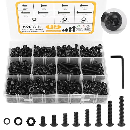 512 Piece M6 Button Head Socket Cap Screw Bolt Nut Washer Kit 12.9 Grade M6BN0512 - with | Sold by Uncle Wiener's Wholesale