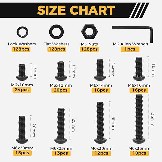 512 Piece M6 Button Head Socket Cap Screw Bolt Nut Washer Kit 12.9 Grade M6BN0512 - with | Sold by Uncle Wiener's Wholesale