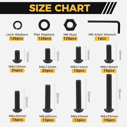 512 Piece M6 Button Head Socket Cap Screw Bolt Nut Washer Kit 12.9 Grade M6BN0512 - with | Sold by Uncle Wiener's Wholesale