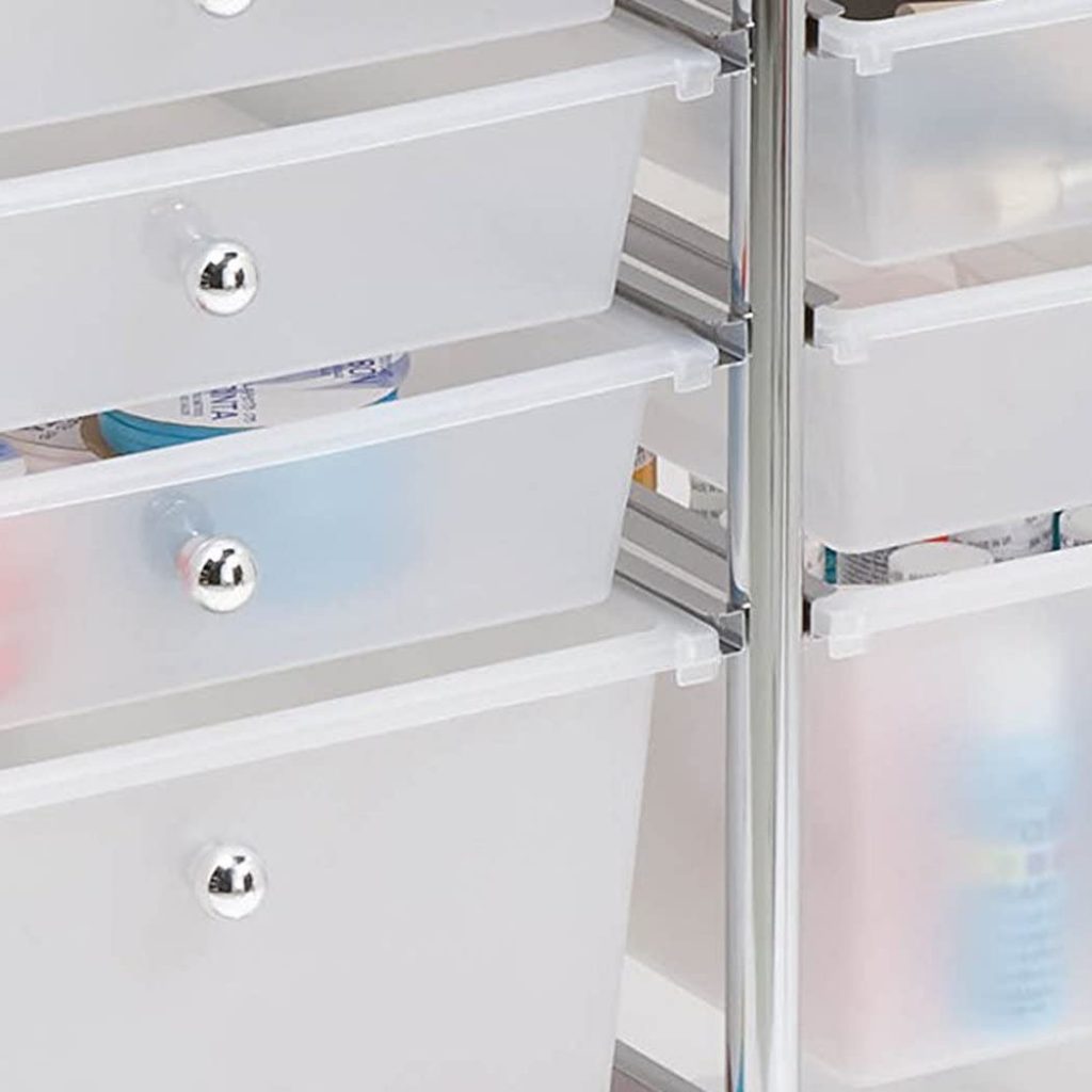 2-drawer rolling cart organizer front view
12-drawer storage trolley side angle
caster wheel for mobile cart
drawer organizer with supplies
rolling cart used in home office or studio