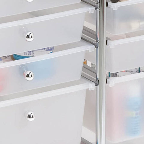 2-drawer rolling cart organizer front view
12-drawer storage trolley side angle
caster wheel for mobile cart
drawer organizer with supplies
rolling cart used in home office or studio