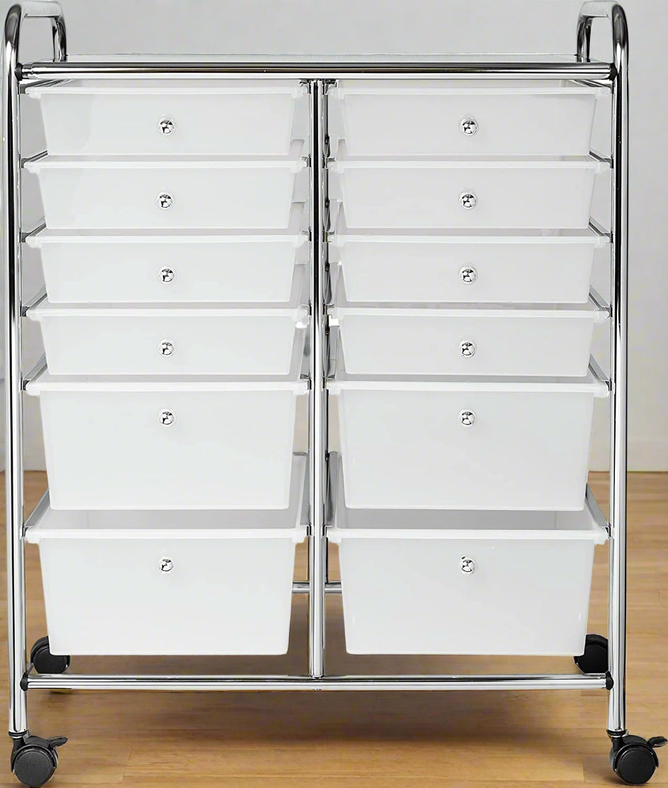 2-drawer rolling cart organizer front view
12-drawer storage trolley side angle
caster wheel for mobile cart
drawer organizer with supplies
rolling cart used in home office or studio