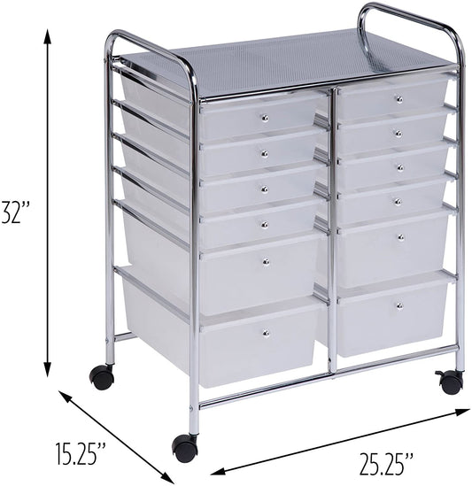 2-drawer rolling cart organizer front view
12-drawer storage trolley side angle
caster wheel for mobile cart
drawer organizer with supplies
rolling cart used in home office or studio