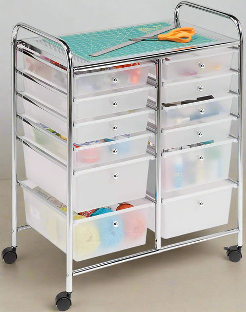 2-drawer rolling cart organizer front view
12-drawer storage trolley side angle
caster wheel for mobile cart
drawer organizer with supplies
rolling cart used in home office or studio