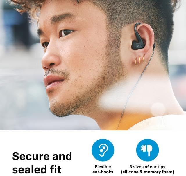 Sennheiser IE 200 Wired In-Ear Audiophile Headphones – 7mm TrueResponse Dynamic Drivers, Adjustable Ear Hooks, Dual-Tuning Bass