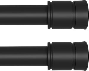 upsimples 2-Pack Matte Black Curtain Rods – Adjustable 28–90 Inch Heavy-Duty 1-Inch Drapery Rod Set