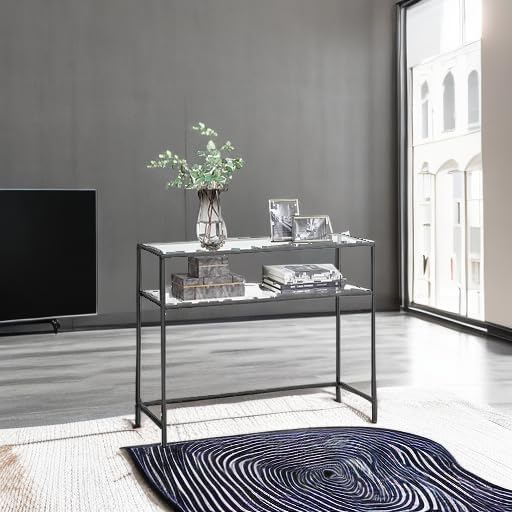Console Table with Tempered Glass Shelves, Entryway Table, Sofa Table for Hallway, Living Room and Foyer 39.4 Inch Gold LGT025B01