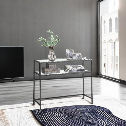 Console Table with Tempered Glass Shelves, Entryway Table, Sofa Table for Hallway, Living Room and Foyer 39.4 Inch Gold LGT025B01