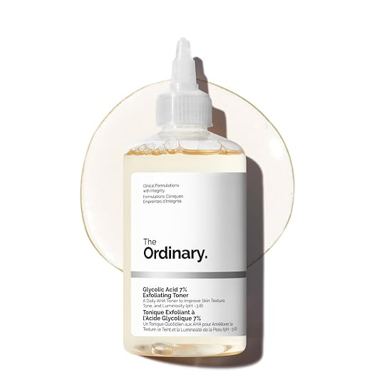 The Ordinary Glycolic Acid 7% Exfoliating Toner – 240ml AHA Facial Toner for Smoother Skin, Brighter Complexion & Even-Looking Skin Tone, Fragrance-Free