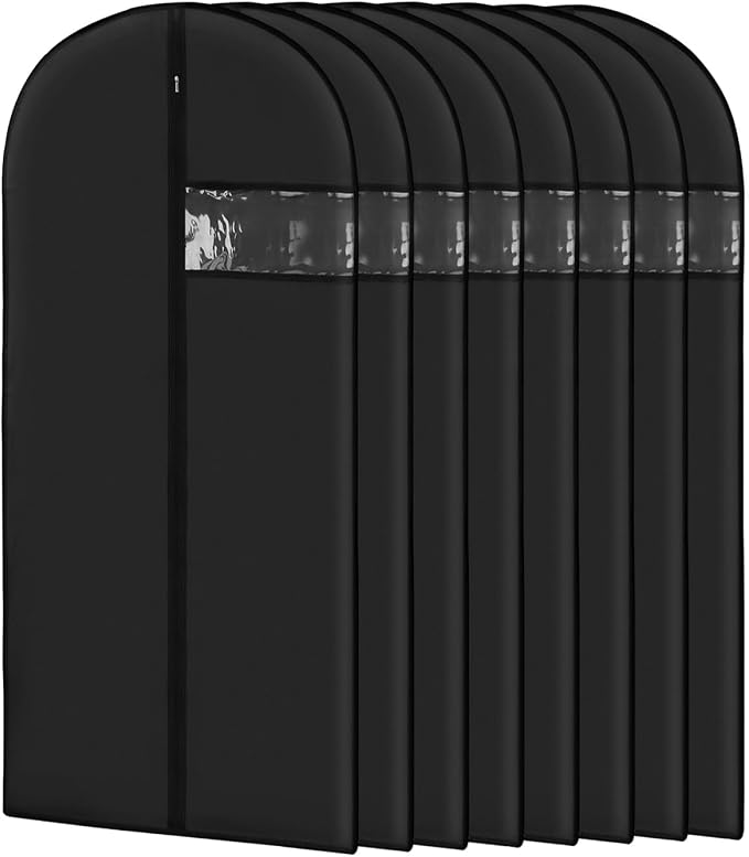 WeLiu 43-Inch PEVA Garment Bags 8-Pack – Reusable Suit & Clothing Storage Bags with Clear Window