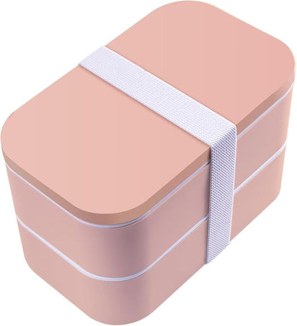 Stackable Bento Lunch Box – 60 oz Microwave-Safe Leak-Resistant Meal Prep Container with Utensils