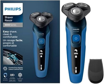 Philips Series 5000 S5466/17 Wet & Dry Electric Shaver – Cordless Rotary Razor with 360° Flex Heads & Precision Trimmer