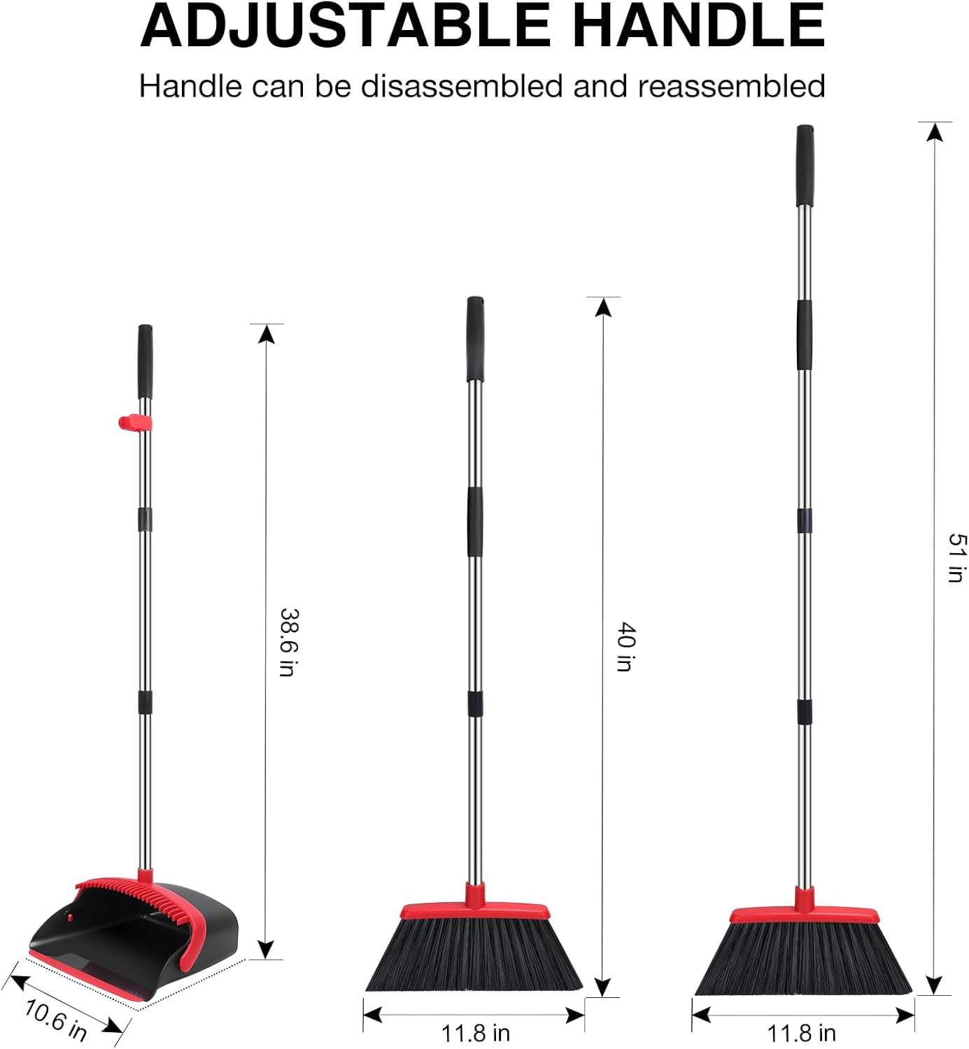 52" Adjustable Handle Push Broom Wide Head Heavy Duty Floor Sweeping Broom Indoor Outdoor BRM5295 - with | Sold by Uncle Wiener's Wholesale