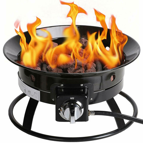 52,000 BTU Portable Propane Gas Fire Pit – Outdoor Fireplace for Camping, BBQ, Patio, Tailgating – Includes Lava Rocks, Hose & Regulator - with | Sold by Uncle Wiener's Wholesale