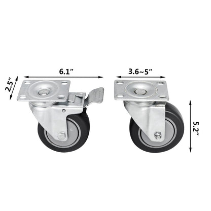 16-Pack of 4-Inch Black Rubber Swivel Caster Wheels with Brakes – Heavy Duty Industrial Set