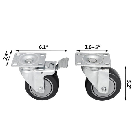 16-Pack of 4-Inch Black Rubber Swivel Caster Wheels with Brakes – Heavy Duty Industrial Set