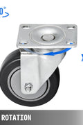 16-Pack of 4-Inch Black Rubber Swivel Caster Wheels with Brakes – Heavy Duty Industrial Set