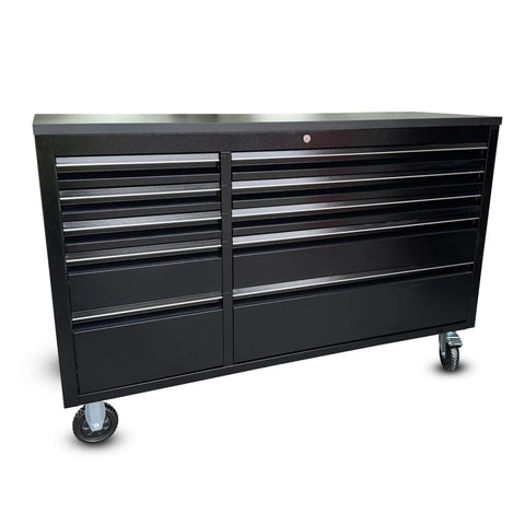 55" Black Powder - Coated Steel 10 - Drawer Workbench Tool Chest Roller Cabinet HTC5510PC - with | Sold by Uncle Wiener's Wholesale