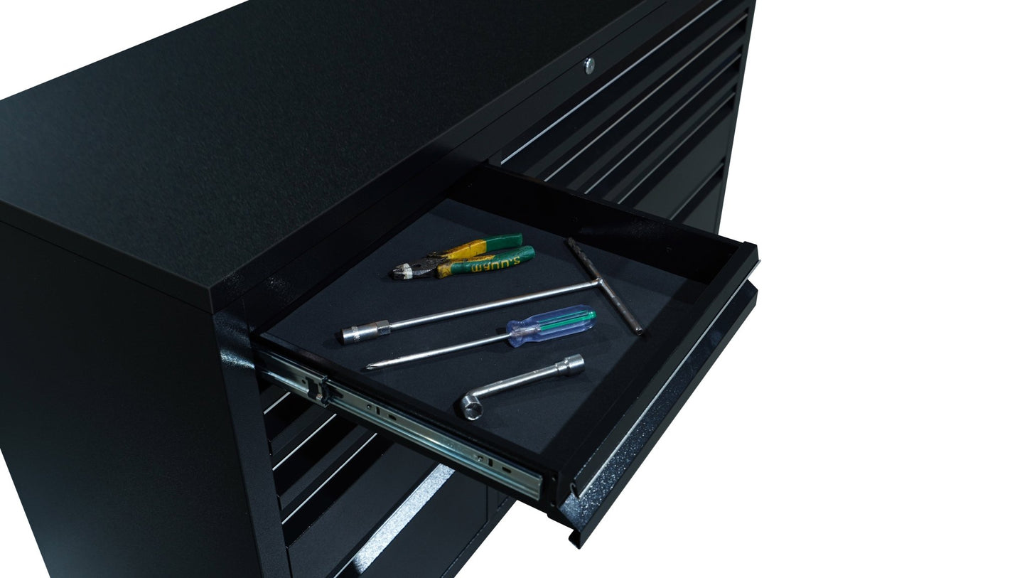 55" Black Powder - Coated Steel 10 - Drawer Workbench Tool Chest Roller Cabinet HTC5510PC - with | Sold by Uncle Wiener's Wholesale
