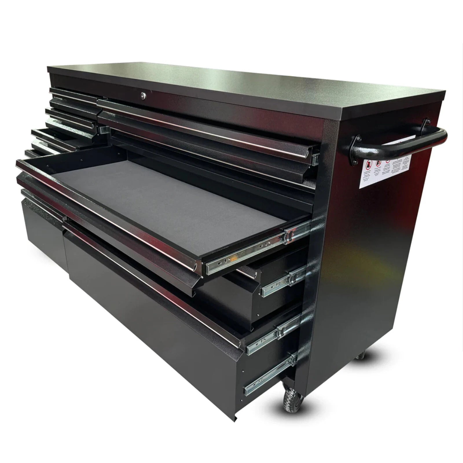 55" Black Powder - Coated Steel 10 - Drawer Workbench Tool Chest Roller Cabinet HTC5510PC - with | Sold by Uncle Wiener's Wholesale