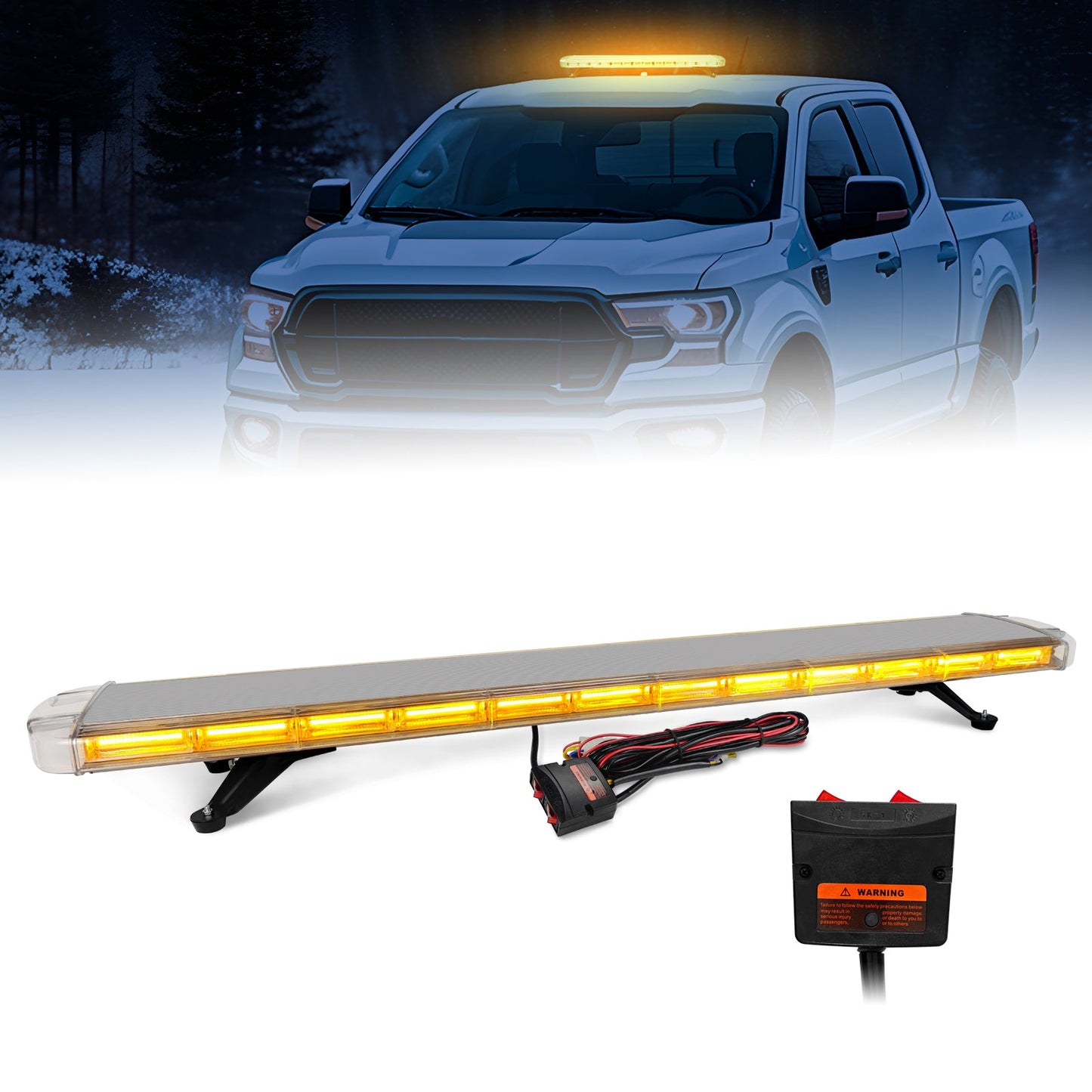 55" LED Amber Emergency Strobe Light Bar – Roof Mount Warning Beacon for Tow & Utility Trucks AWS104 SL104 - with | Sold by Uncle Wiener's Wholesale
