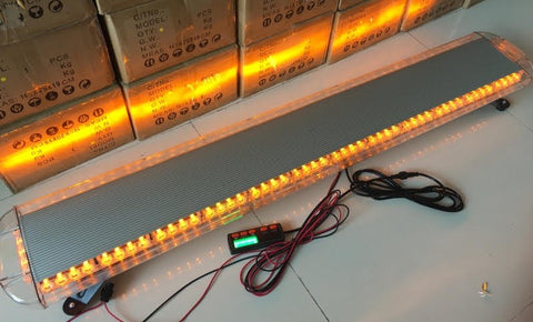 Amber LED emergency strobe light bar for trucks
Side view of 55" roof-mount amber light bar
Emergency LED light bar with mounting brackets
Close-up of Gen III amber LEDs in strobe bar
Full-length light bar mounted on vehicle roof