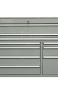55" Siebel Tool Bench with Stainless Steel Top | 10 - Drawer Workstation - with Cement Gray | Sold by Uncle Wiener's Wholesale
