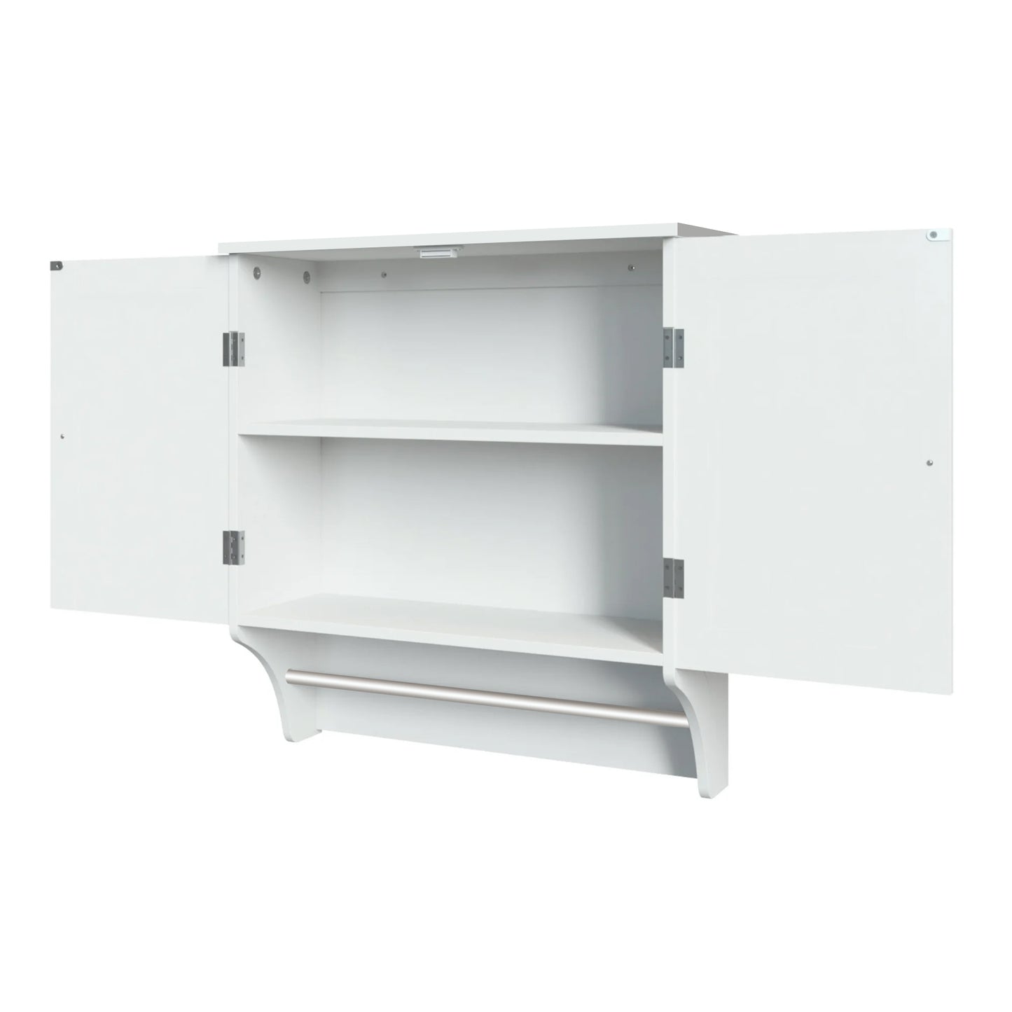 2 Door Bathroom Medicine Cabinet Wall Mounted Storage with Towel Bar White / Grey