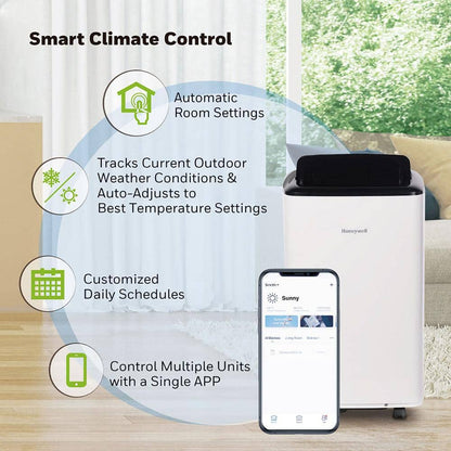 5,500 BTU Portable Air Conditioner HF8CESVWK5 Cools 350 Sq. Ft. with Dehumidifier and Wi - Fi in White - with | Sold by Uncle Wiener's Wholesale