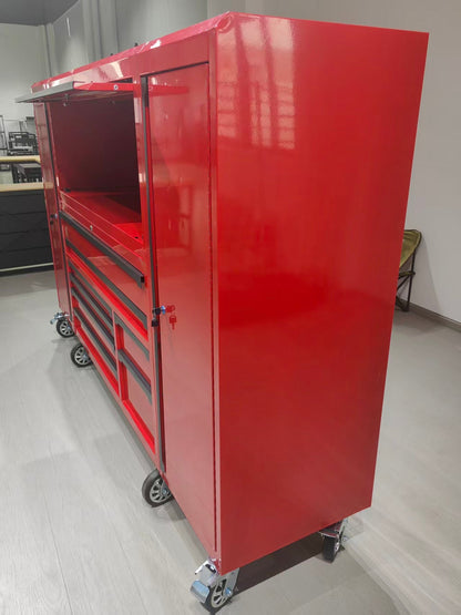 56" Rolling Tool Chest with Side Lockers & Power Strip – 8 Drawer Heavy Duty Steel Cabinet (Black / Desert Sand / Red) TBS6228 Series - with Black | Sold by Uncle Wiener's Wholesale