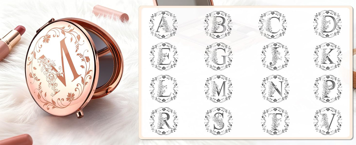 Swanfort Personalized Initial Wine Glass & Mirror Gift Set – Monogrammed Letter Stemless Wine Glass for Women