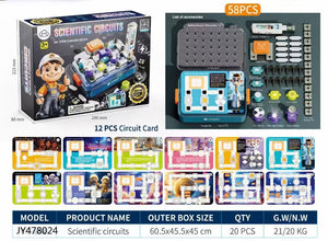 58-Piece Kids Circuit Science Experiment Kit Educational STEM Toy Set JY478024