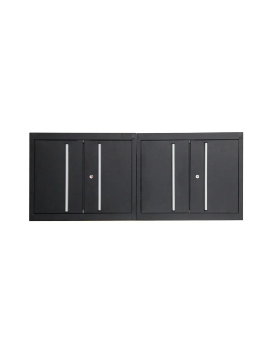 4-Piece Stainless Steel Garage Cabinet Set with Workbench, Wall Cabinets & Tall Storage Cabinet HTC3280PC
